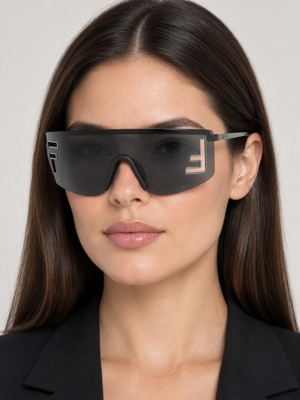 NEW FENDI FE40168U 14A SHINY LIGHT RUTHENIUM Sunglasses Authentic